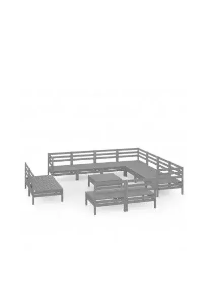 VIDAXL 3083161 Conjunto de muebles de exterior de 12 piezas de madera palet de pino color gris de vidaXL