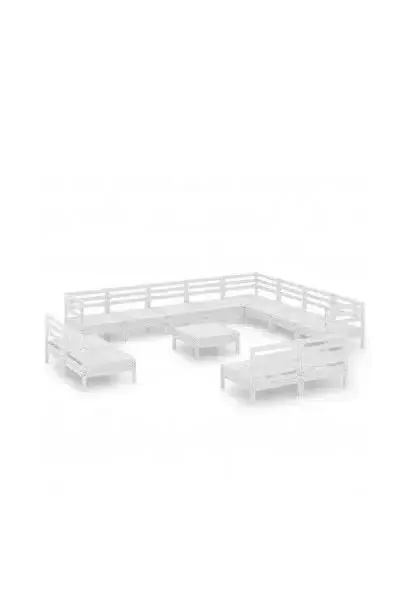 VIDAXL 3083170 Conjunto de mobiliario de exterior de madera maciza de pino sin cojines blanco de vidaXL