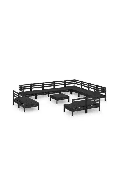 VIDAXL 3083173 Conjunto mobiliario de 13 piezas para exterior fabricado en madera de pino maciza con acabado en negro de vidaXL
