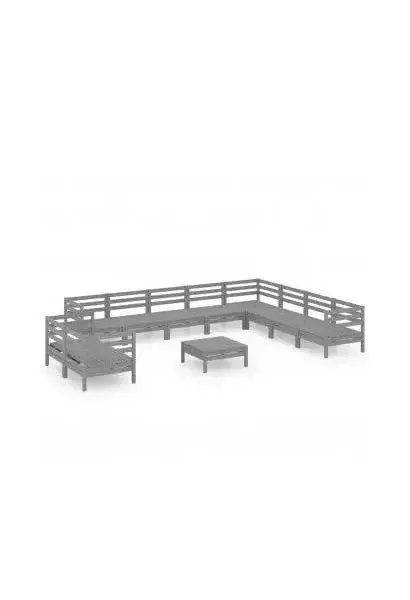 VIDAXL 3083201 Conjunto de muebles de exterior 12 piezas madera palet de pino de color gris de vidaXL