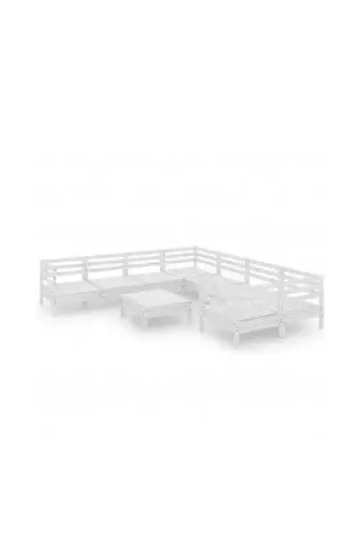 VIDAXL 3083250 Juego de muebles de jardín de color blanco con 9 piezas de madera maciza de pino de vidaXL