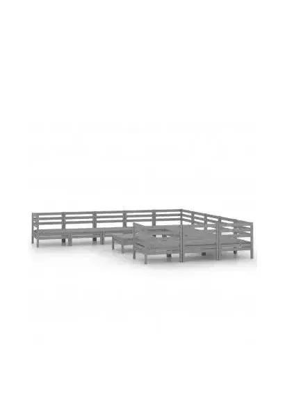 VIDAXL 3083291 Conjunto de sofás con mesita en pino macizo para jardín de palés de 12 piezas gris de vidaXL
