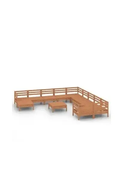 VIDAXL 3083322 Conjunto mobiliario de 12 piezas de exterior fabricado en madera de pino maciza con acabado en marrón miel de vidaXL