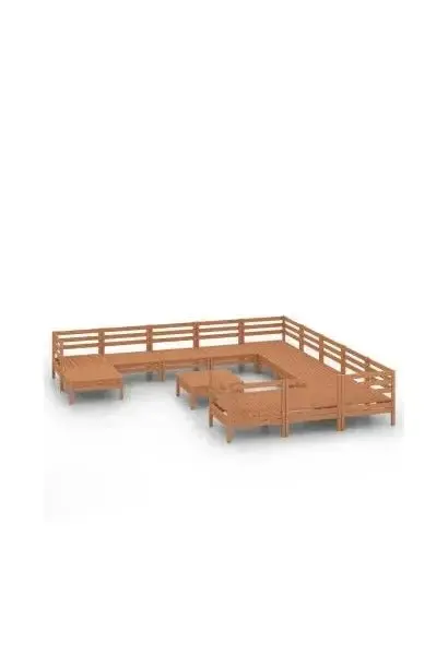 VIDAXL 3083332 Pack mobiliario de 13 piezas de exterior fabricado en madera de pino maciza con acabado en marrón miel de vidaXL
