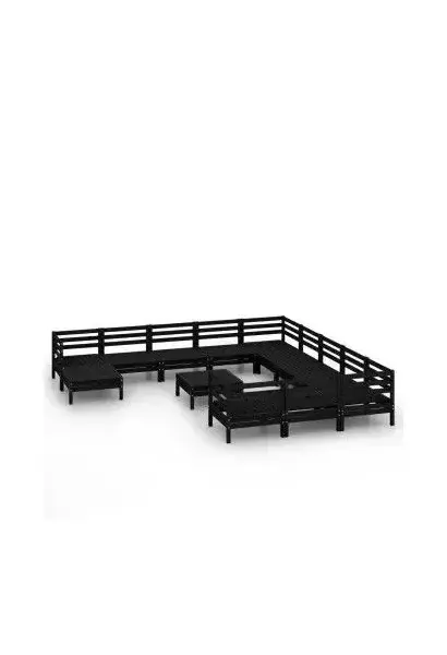 VIDAXL 3083333 Pack mobiliario de 13 piezas de exterior fabricado en madera de pino maciza con acabado en negro de vidaXL