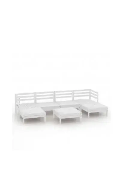 VIDAXL 3083340 Conjunto de jardín de sofá modular de 6 plazas más mesa de centro de madera de pino blanca de vidaXL
