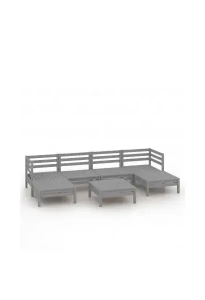 VIDAXL 3083341 Conjunto de muebles de exterior modular de 7 piezas de madera de pino gris de vidaXL