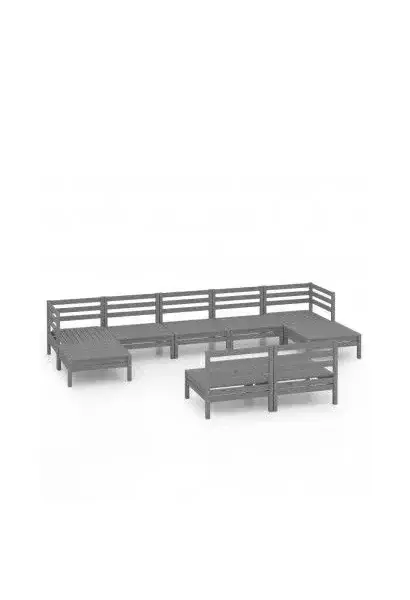 VIDAXL 3083356 Juego de muebles para exterior hecho de madera de pino de color gris 9 piezas de vidaXL
