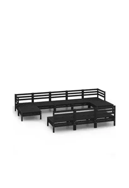 VIDAXL 3083368 Set de muebles de 10 piezas para exterior fabricado en madera de pino maciza con acabado en color negro de vidaXL