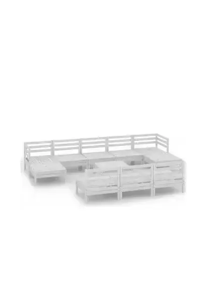 VIDAXL 3083370 Conjunto de muebles de pino para exterior de 11 unidades color blanco sin cojines de vidaXL