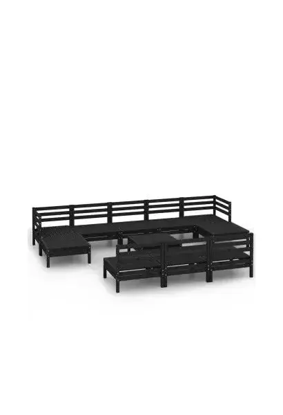 VIDAXL 3083373 Set de muebles de 11 piezas para exterior fabricado en madera de pino maciza con acabado en negro de vidaXL