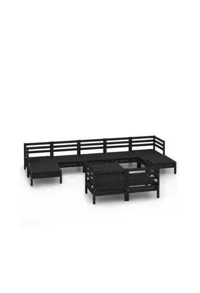 VIDAXL 3083383 Set de muebles de 10 piezas para exterior fabricado en madera de pino maciza con acabado color negro de vidaXL