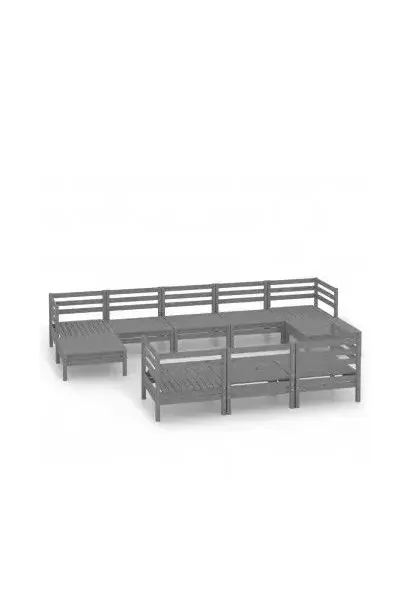 VIDAXL 3083386 Juego de muebles de jardín color gris con 10 piezas de madera de pino maciza de vidaXL