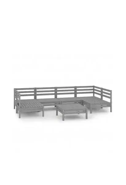 VIDAXL 3083401 Juego de mesa y sillones para jardín de 6 plazas de madera de pino maciza gris de vidaXL