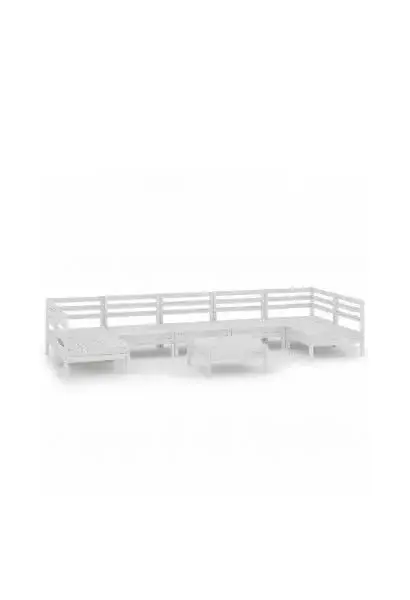 VIDAXL 3083410 Juego de muebles de jardín color blanco con 8 piezas de madera de pino maciza de vidaXL