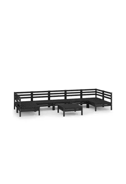 VIDAXL 3083413 Set de 8 piezas para exterior fabricado en madera de pino maciza con acabado en color negro de vidaXL
