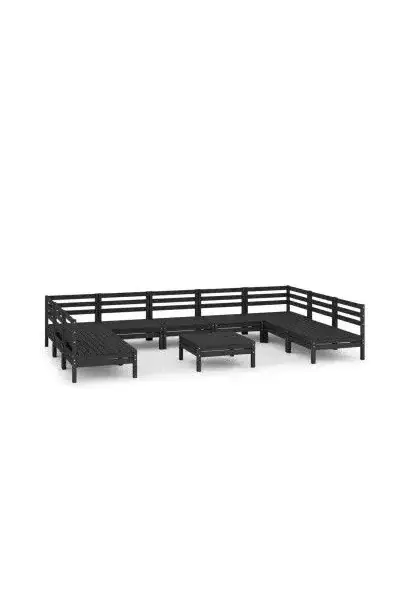 VIDAXL 3083423 Set de 10 piezas para exterior fabricado en madera de pino maciza con acabado en negro de vidaXL