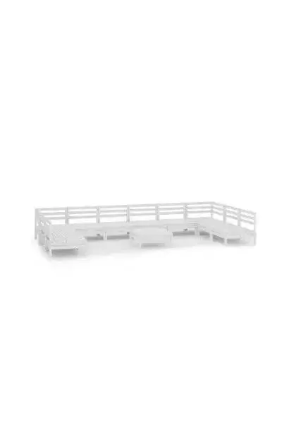 VIDAXL 3083430 Set de muebles de pino para exterior de 11 piezas color blanco sin cojines de vidaXL