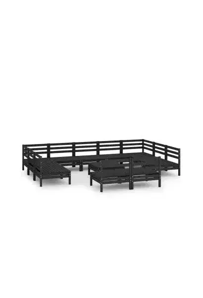 VIDAXL 3083453 Set para exterior de 12 piezas fabricado en madera de pino maciza con acabado en negro de vidaXL