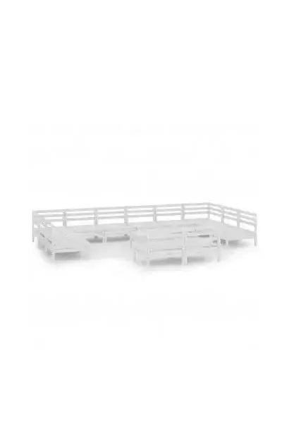 VIDAXL 3083460 Conjunto de muebles de jardín modular de madera de pino blanco 12 plazas más mesa de centro de vidaXL