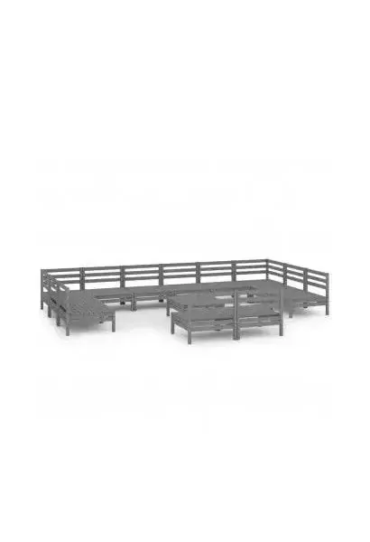 VIDAXL 3083461 Juego de muebles para jardín de 13 piezas modulares de madera acabado gris de vidaXL