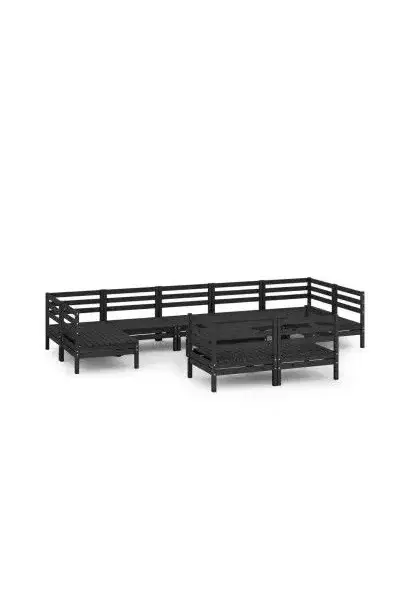 VIDAXL 3083483 Set de muebles para exterior de 10 piezas fabricado en madera de pino maciza con acabado en negro de vidaXL