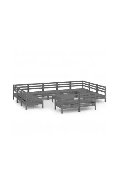VIDAXL 3083491 Conjunto de muebles de exterior de palet 12 piezas madera de pino color gris de vidaXL
