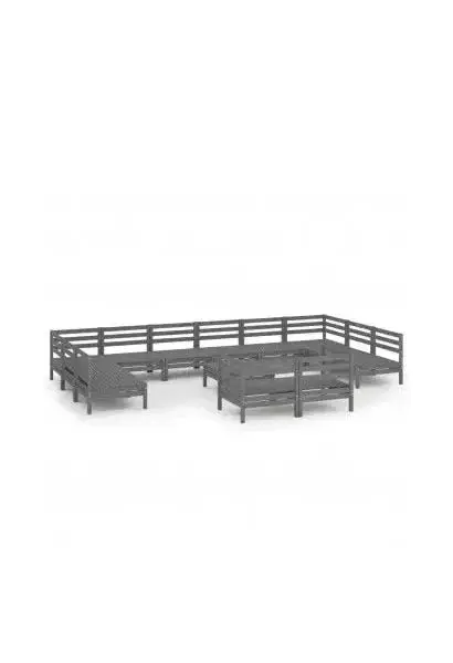 VIDAXL 3083501 Conjunto de sofás con mesita en madera de pino para jardín de palés de 13 piezas gris de vidaXL