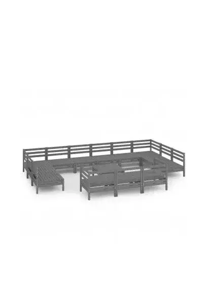 VIDAXL 3083511 Set de muebles de exterior de 14 piezas fabricados en madera de pino de color gris de vidaXL