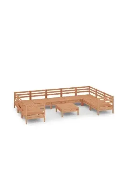 VIDAXL 3083542 Set de muebles para jardín de 10 piezas fabricado en madera de pino maciza con acabado en marrón miel de vidaXL