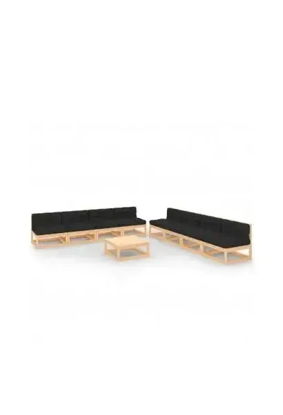 VIDAXL 3083732 Conjunto de muebles para jardín de madera maciza de pino con cojines Grises de vidaXL