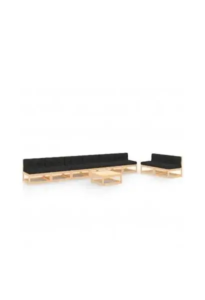 VIDAXL 3083748 Conjunto de muebles para jardín de madera de pino con cojines color antracita de vidaXL