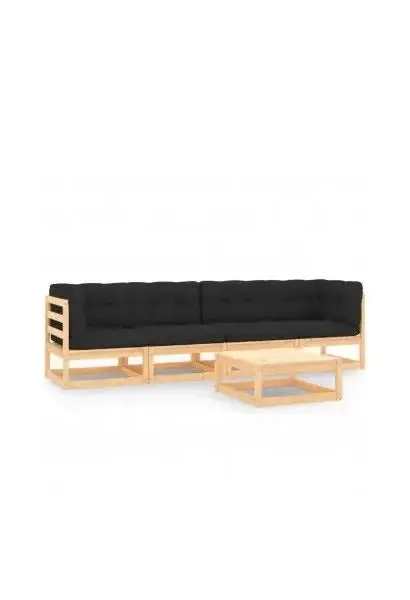 VIDAXL 3083750 Sofá y mesa para jardín de madera de pino con cojines en color gris antracita de vidaXL