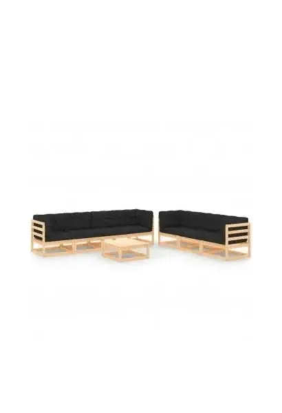 VIDAXL 3083751 Conjunto de muebles de jardín hechos de madera de pino con juego de cojines gris antracita de vidaXL