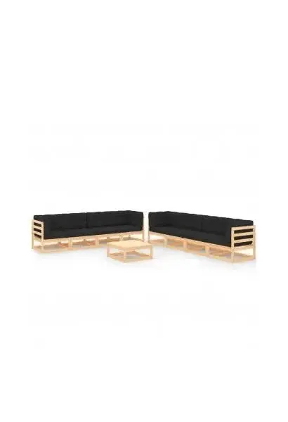 VIDAXL 3083752 Conjunto de muebles para el jardín fabricado en pino impregnado con cojines en color negro de vidaXL