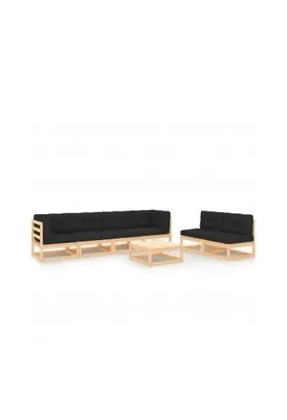 VIDAXL 3083758 Conjunto de muebles de jardín modulares de madera con juego de cojines antracita de vidaXL