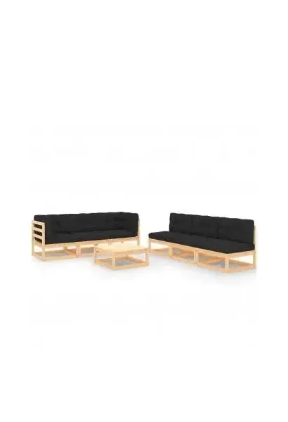 VIDAXL 3083760 Conjunto de muebles para jardín modulares de madera con juego de cojines antracita de vidaXL