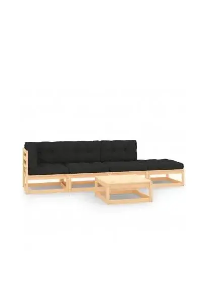 VIDAXL 3083775 Conjunto de muebles de jardín de madera de pino con cojines gris antracita 4 plazas de vidaXL