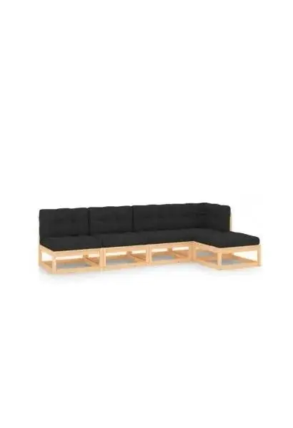 VIDAXL 3083780 Juego de muebles de pino para exterior de 5 piezas con cojines color antracita de vidaXL