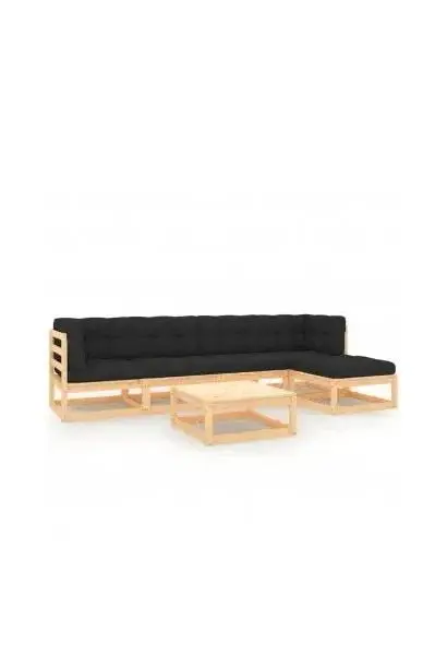 VIDAXL 3083785 Juego de muebles de jardín con 6 piezas de madera de pino maciza y cojines gris antracita de vidaXL
