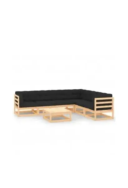 VIDAXL 3083795 Conjunto de muebles de exterior de 7 piezas modulares de madera de pino con cojines color gris antracita de vidaXL