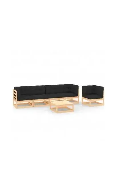 VIDAXL 3083820 Conjunto de muebles para jardín con cojines gris antracita de madera de pino de vidaXL