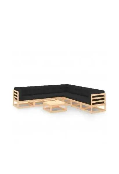 VIDAXL 3083839 Juego de sofás y mesa para jardín con cojines 8 piezas madera y gris antracita de vidaXL