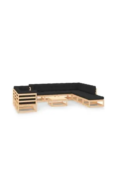VIDAXL 3083878 Set de muebles de exterior con 2 mesas 5 sofás centrales y 4 sofás de esquina con cojines en color gris antracita de vidaXL