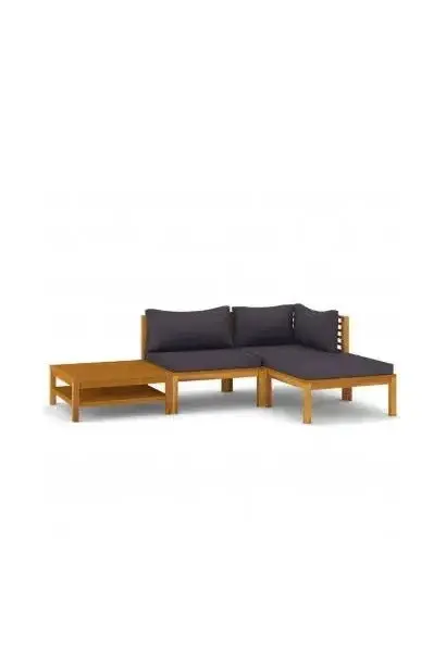 VIDAXL 3086893 Conjunto de muebles de jardín fabricado en madera maciza de acacia con cojines color gris oscuro de vidaXL