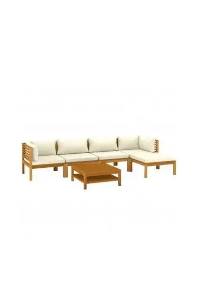 VIDAXL 3086929 Conjunto mobiliario de jardín con cojines en color crema de diseño moderno de vidaXL