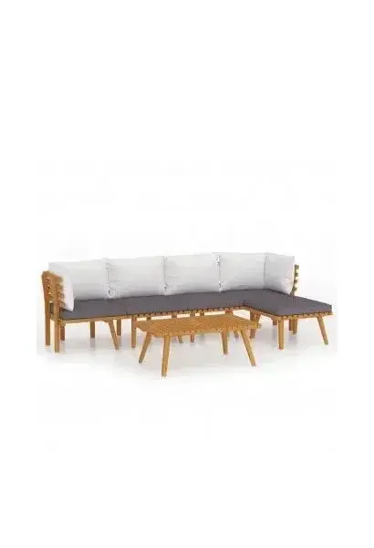 VIDAXL 3087004 Conjunto de mobiliario de exterior de madera de acacia con cojines blanco y gris oscuro de vidaXL