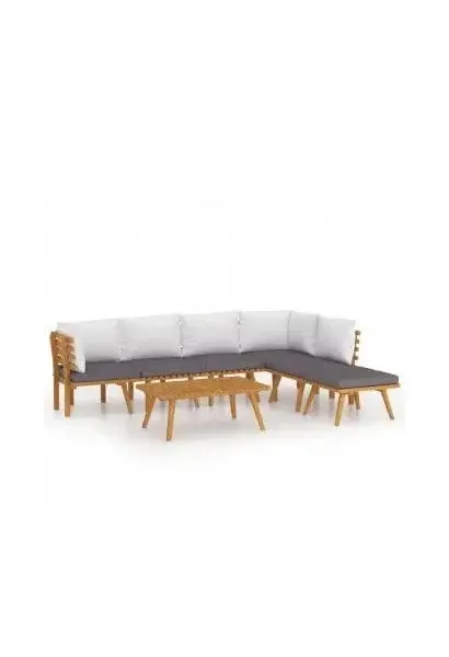 VIDAXL 3087006 Conjunto mobiliario para el jardín fabricado en madera de acacia con cojines color gris y blanco de vidaXL