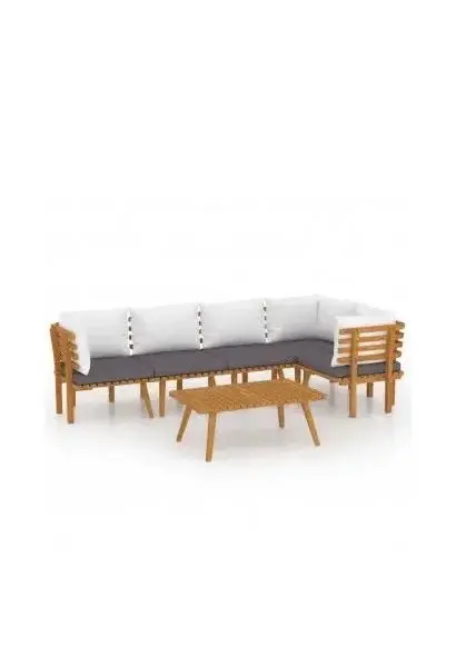 VIDAXL 3087014 Conjunto de sofás y mesa de jardín madera con acabado gris oscuro y blanco de vidaXL
