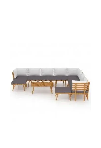 VIDAXL 3087019 Conjunto de muebles para terrazas y jardines con cojines gris oscuro y blanco de vidaXL